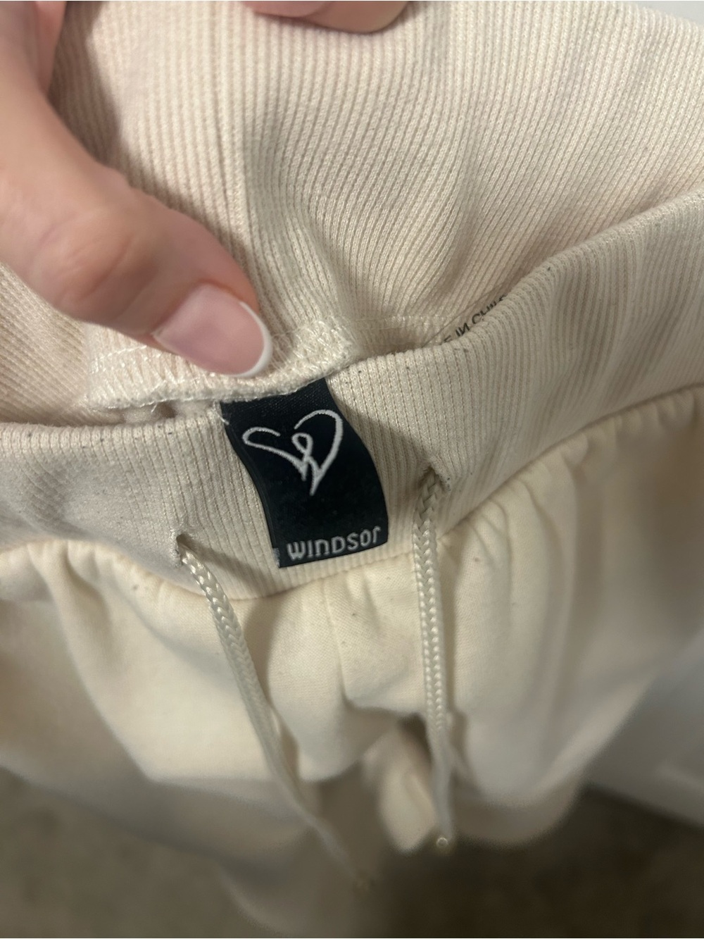 Cream Drawstring Waist Joggers - Picture 9 of 9